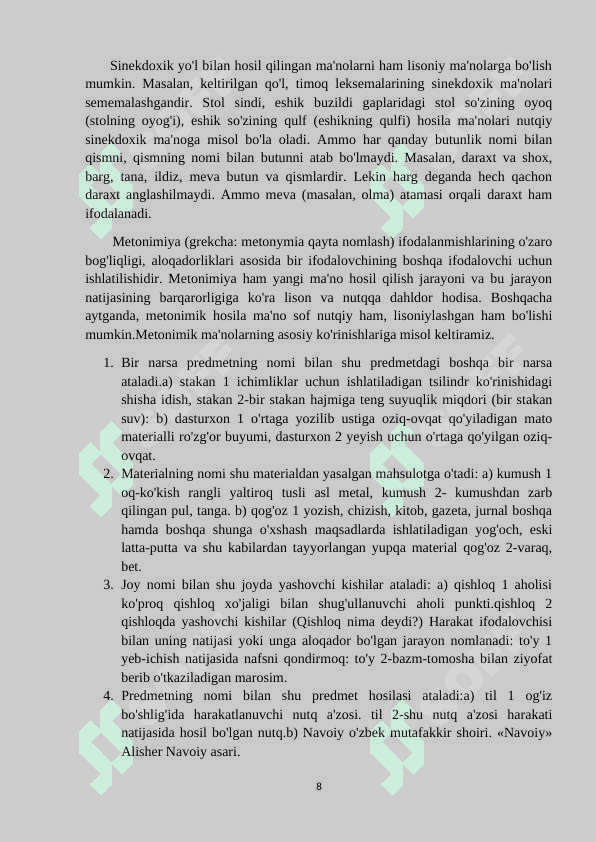 O’zbek tilshunosligida qolip va hosila munosabati talqini Kurs ishi 8