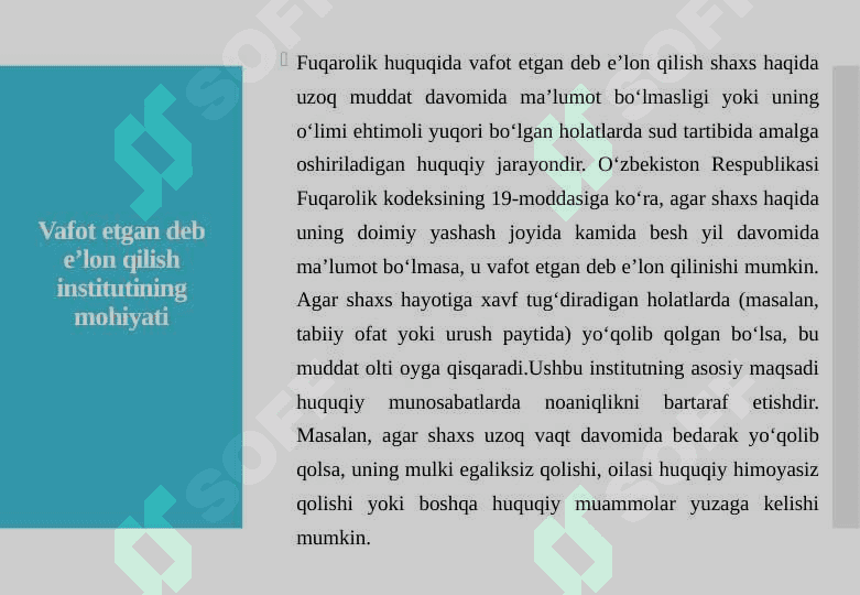 FUQAROLIK HUQUQIDA VAFOT ETGAN DEB E’LON QILISH 5