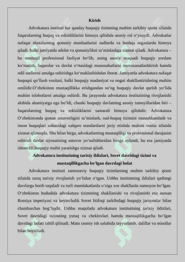 O‘zbekistonda advokatura institutining rivojlanish bosqichlari 2