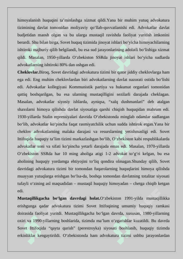 O‘zbekistonda advokatura institutining rivojlanish bosqichlari 4