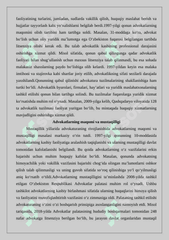 O‘zbekistonda advokatura institutining rivojlanish bosqichlari 7