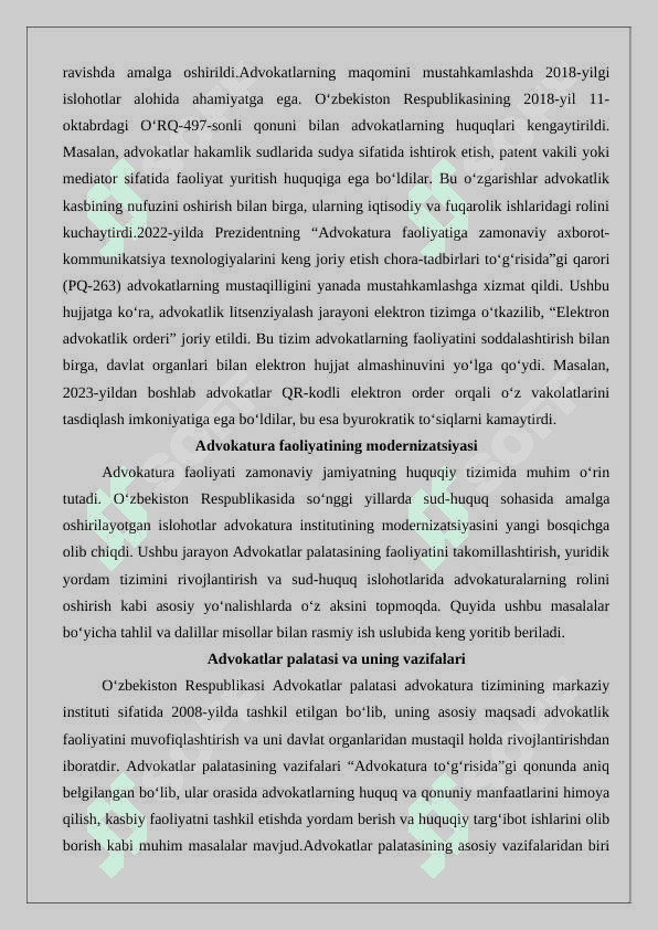 O‘zbekistonda advokatura institutining rivojlanish bosqichlari 8