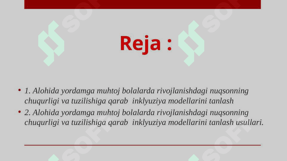 Alohida yordamga muhtoj bolalarda rivojlanishdagi nuqsonning  chuqurligi va tuzilishiga qarab  inklyuziya modellarini tanlash 2