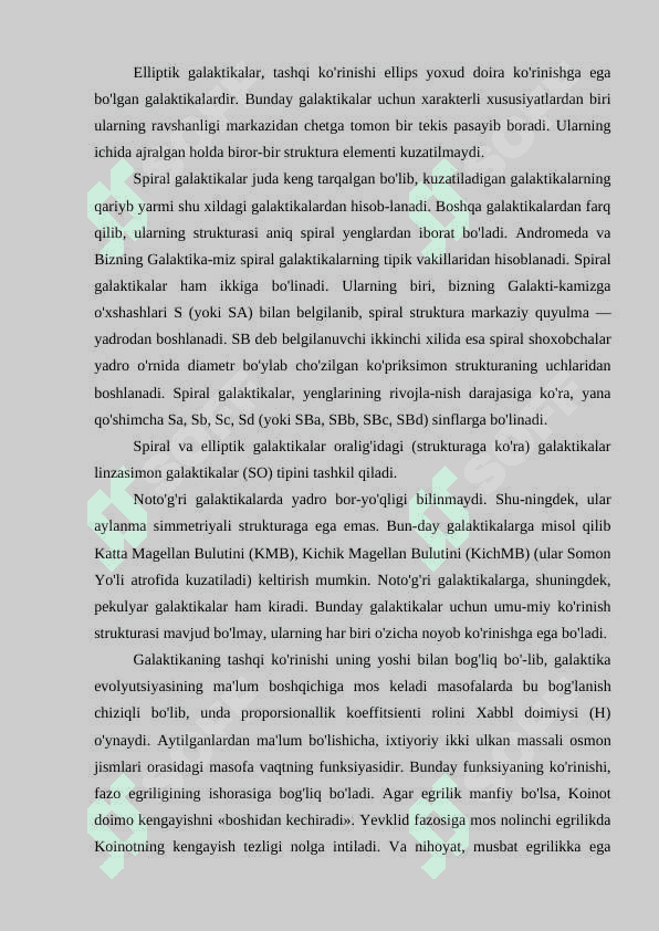 Tashqi galaktikalar sinfi va ularning to’dalari 3