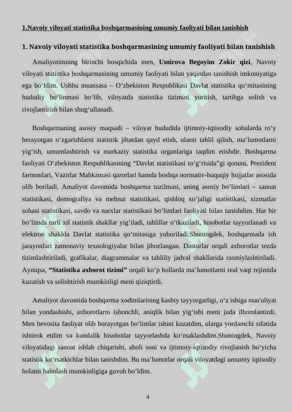 Statistika hisobot               HISOBOT DAFTARI               Amaliyot  hisobot                  MALAKAVIY AMALIYOT (BITIRUV OLDI) 4