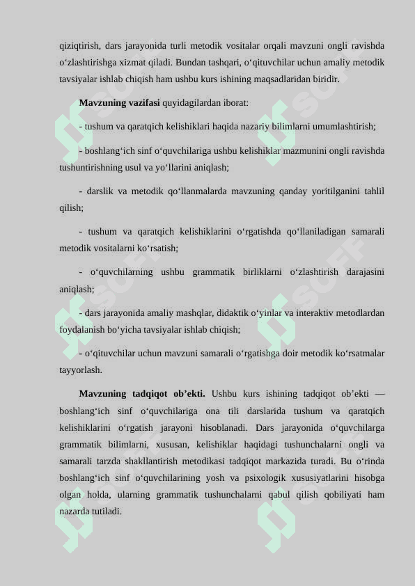 Boshlang‘ich sinf o‘quvchilarida tushum va qaratqich kelishiklari haqida tushuncha hosil qilish 5