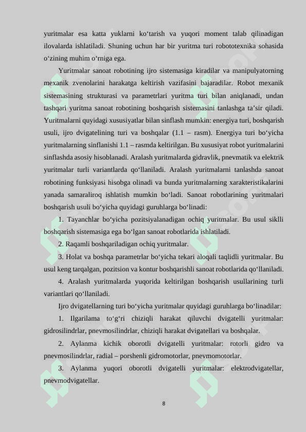 Robotlarning yuritmalari.Robotlarning elektrik yuritmasi 8