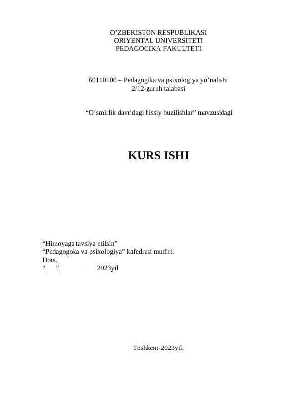 O’smirlik davridagi hissiy buzilishlar 1