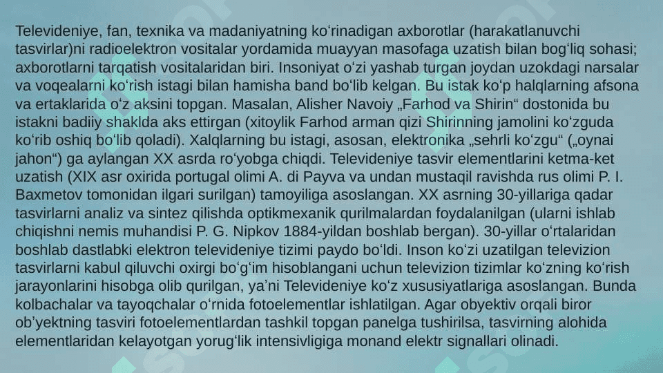 Televideniye – ko‘ngilochar sanoat sifatida 3