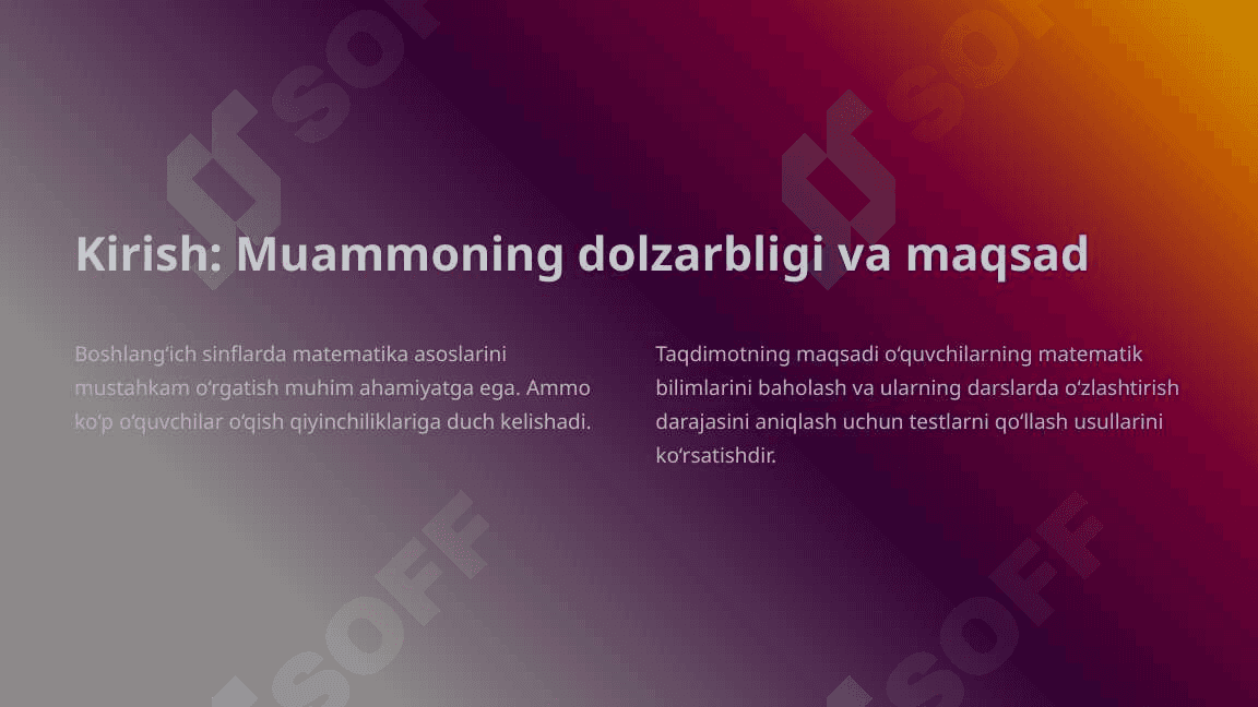 Boshlang‘ich sinf matematika darslari samaradorligini testlar orqali rivojlantirish 2