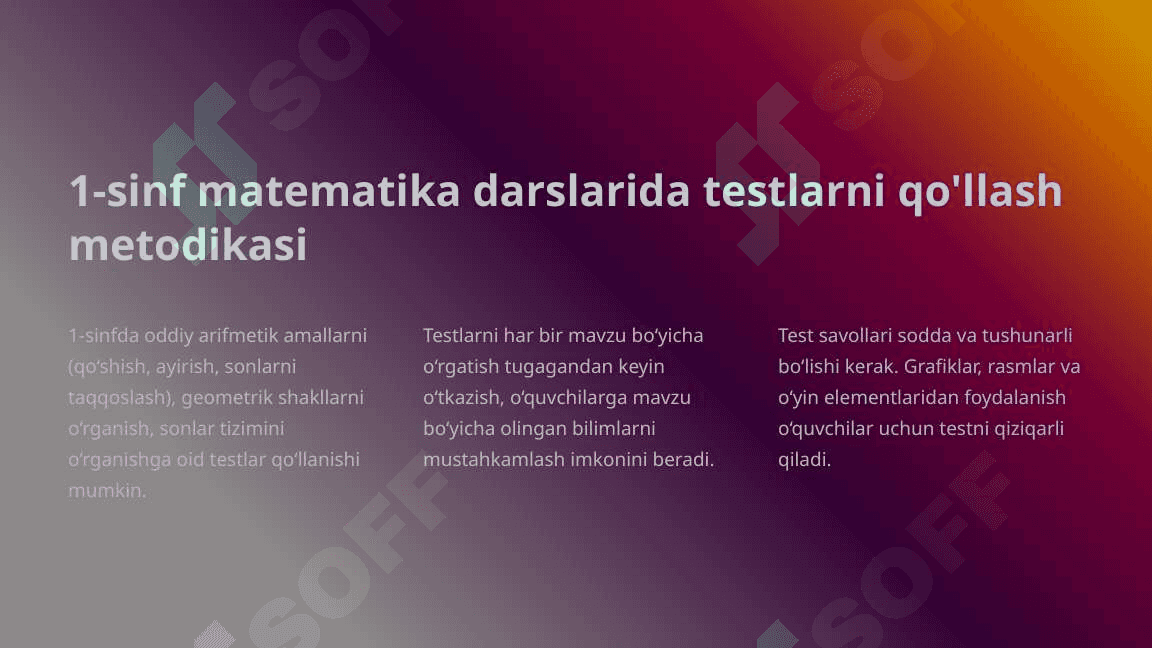 Boshlang‘ich sinf matematika darslari samaradorligini testlar orqali rivojlantirish 4