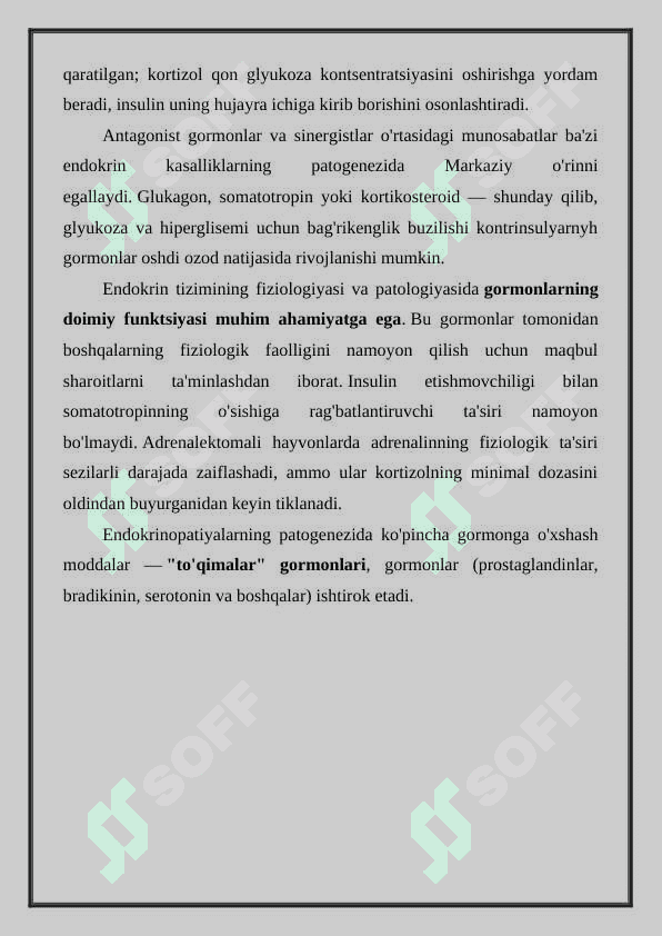 Endokrin bezlarida hosil boladigan ayrim 5