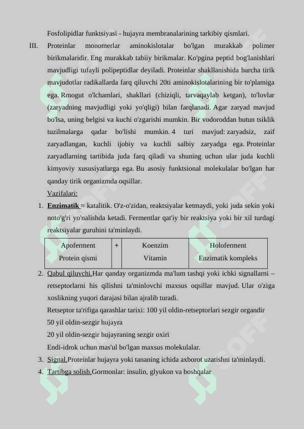 Hayotning molekulyar asoslari. 5
