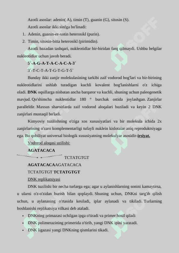 Hayotning molekulyar asoslari. 8
