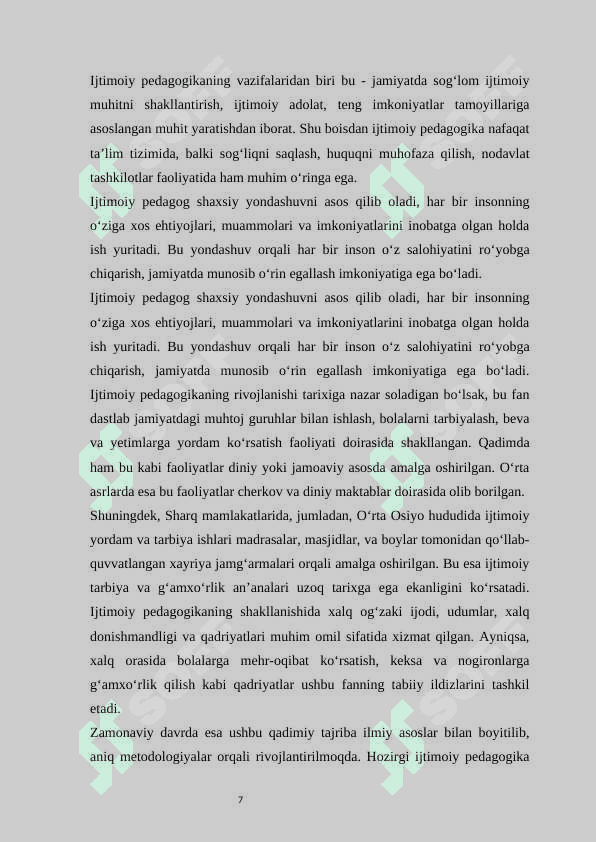 Ijtimoiy pedagogikaning rivojlanish tarixi hamda metodologik yondashuvlar. 7