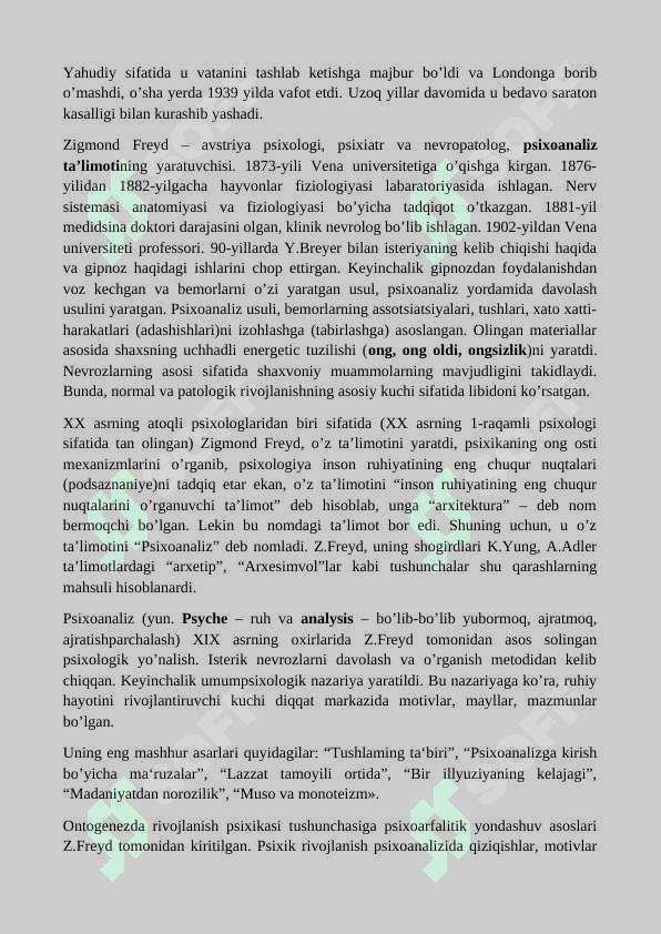 Z.Freydning psixoanalitik ta’limoti 2