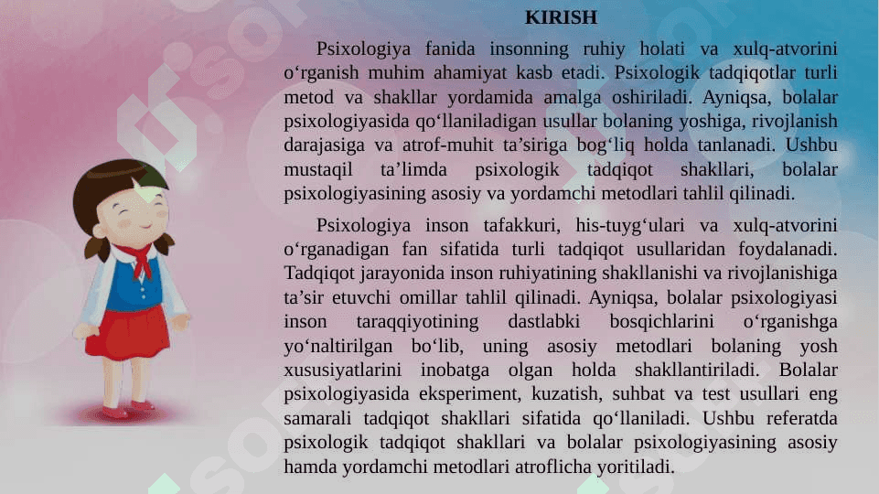 Psixologik tadqiqot o’tkazish shakllari. 3
