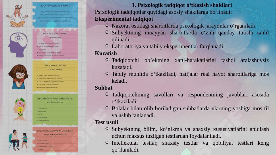 Psixologik tadqiqot o’tkazish shakllari. 4