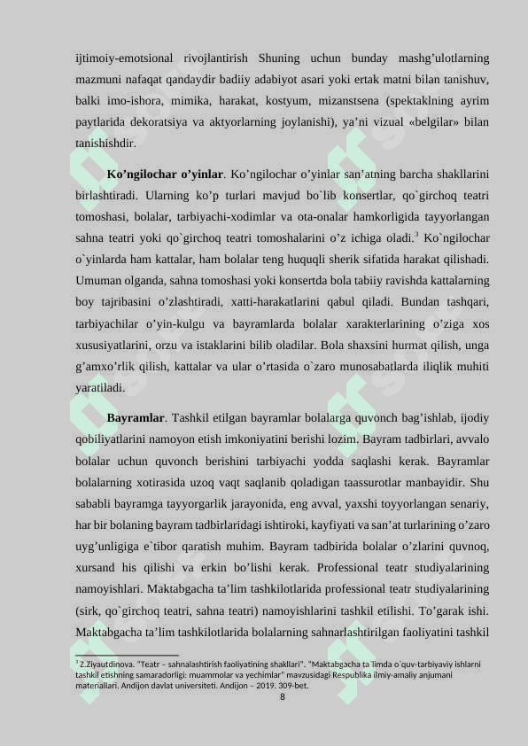 Maktabgacha ta’lim tashkilotida sahnalashtirish faoliyatining asosiy maqsadi va vazifalari 8