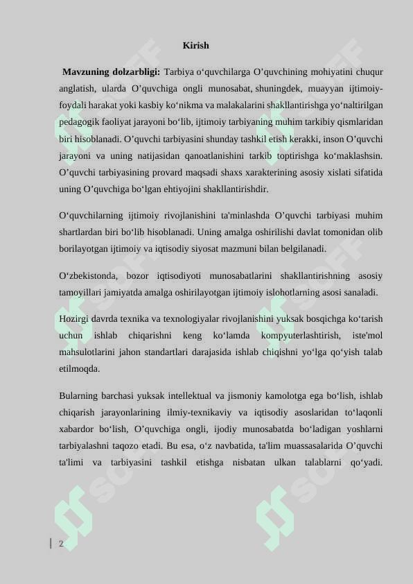 O‘QUVCHILARNI HAR TOMONLAMA JISMONIY RUXIY MA'NAVIY-AXLOQIY RIVOJLANTIRISH ORQALI IJTIMOIY  HAYOTGA MOSLASHTIRISH. 2