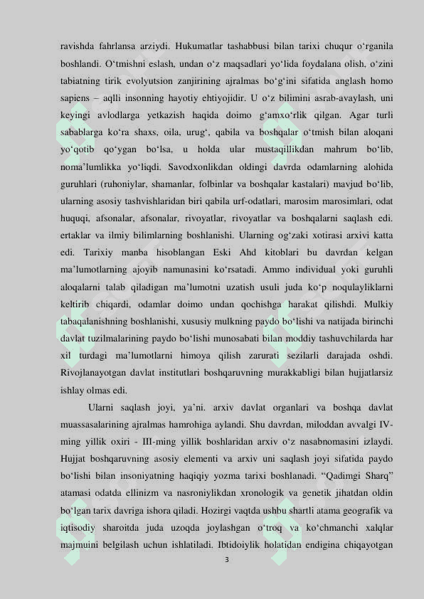 Arxiv manbaalari Qadimgi Sharq 3