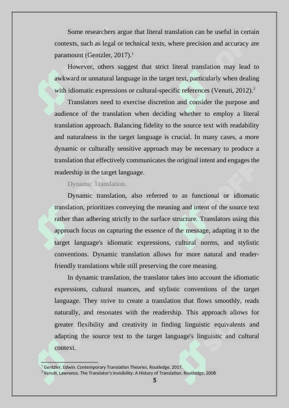 Translation types and alternatives 5