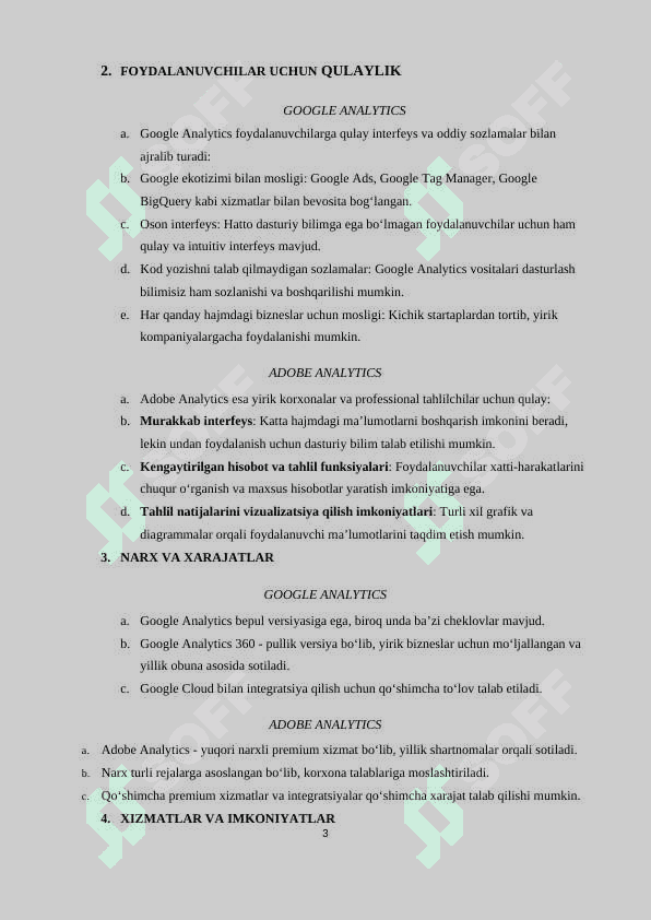 GOOGLE ANALYTICS VA ADOBE ANALYTICS: MA’LUMOTLARNI TAHLIL QILISH VA BOSHQARISH PLATFORMALARI 3