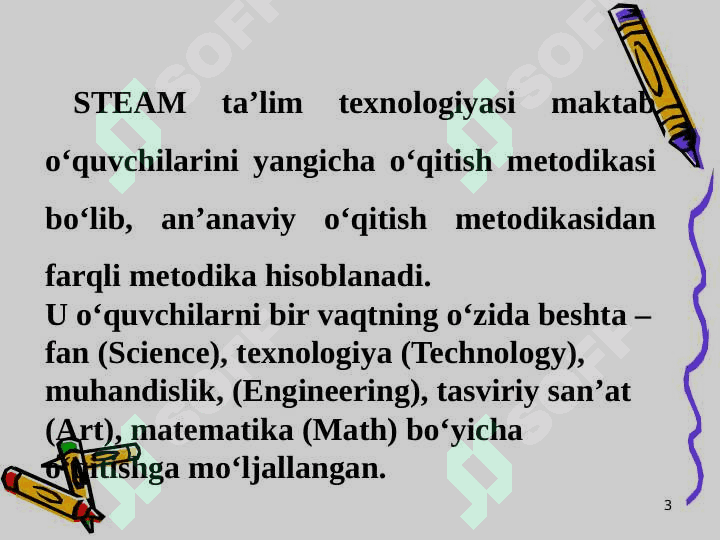 STEAM ta'lim texnologiyasini qo'llash bo'yicha o'qituvchilarning kompetentsiyalarini rivojlantirish darslarini kuzatish orqali yangi bilim va tushunchalarni shakllantirish 3