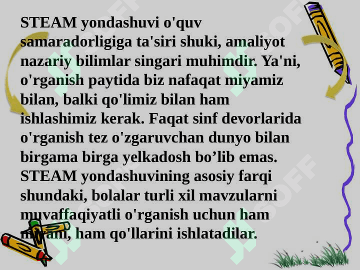 STEAM ta'lim texnologiyasini qo'llash bo'yicha o'qituvchilarning kompetentsiyalarini rivojlantirish darslarini kuzatish orqali yangi bilim va tushunchalarni shakllantirish 4
