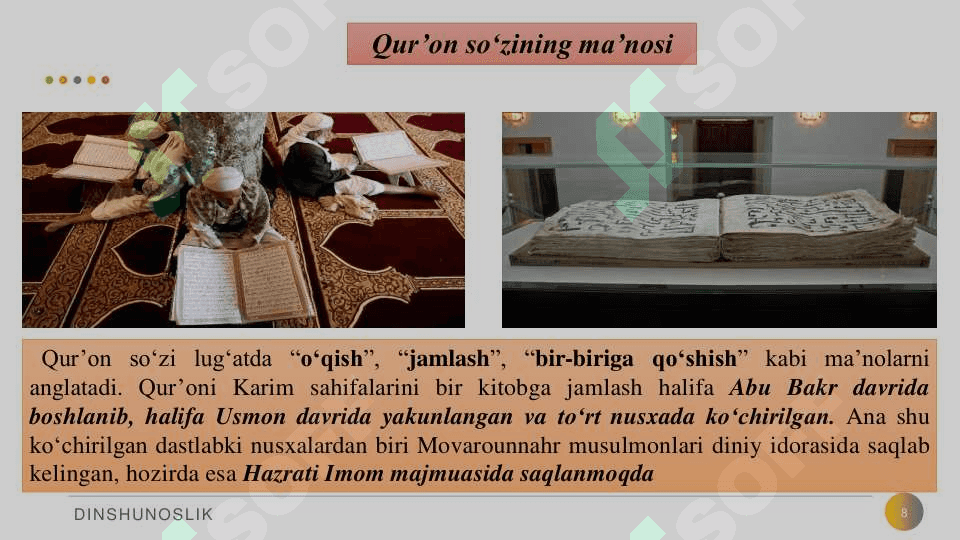 ISLOM DINI MANBALARI,  AQIDAVIY MAKTABLARI VA  ULARNING HOZIRGI  DAVRDAGI AHAMIYATI 8