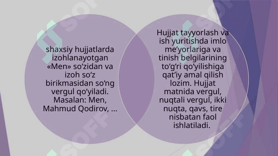 Hujjat turlarida qoliplashgan turg'unlashgan birliklarning ishlatilishi hujjatlardagi morfologik ko'rsatkichlarning va tinish belgilarining o'rni 4