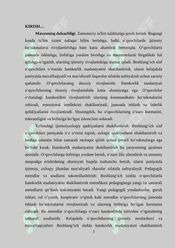 BOSHLANG’ICH SINF O’QUVCHILARIDA  O‘ZARO  HAMKORLIK SIFATLARINI RIVOJLANTIRISH 3