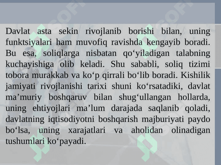 Soliqlar va soliqqa tortish” faniga kirish 6