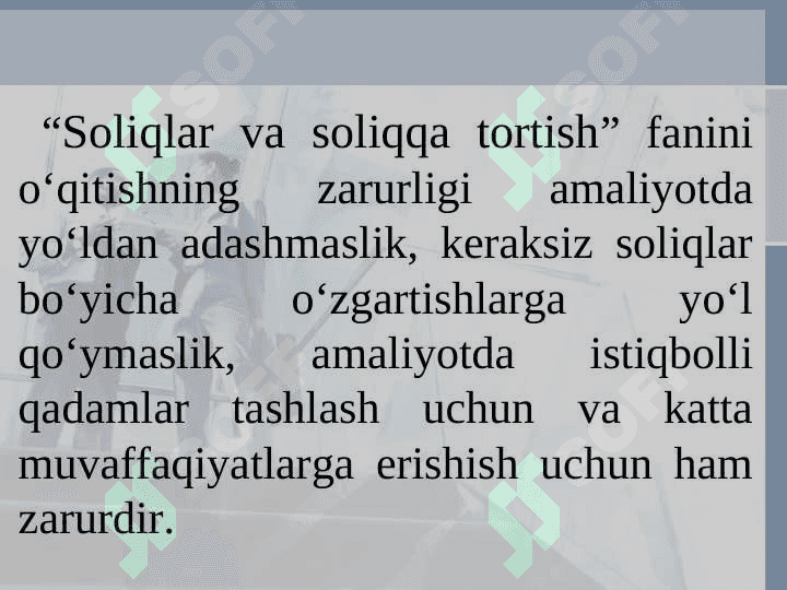 Soliqlar va soliqqa tortish” faniga kirish 8