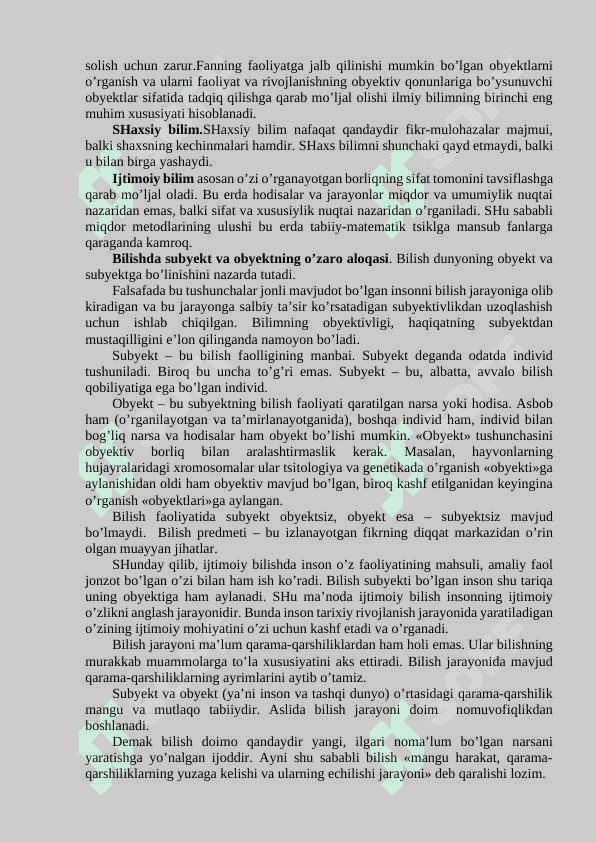 BILISH FALSAFASI (GNOSEOLOGIYA) 4