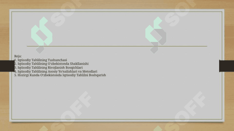 Oʻzbekiston Respublikasida iqtisodiy tahlilni tashkil topishi va rivojlanishi TAGDIMOT ISHI 2