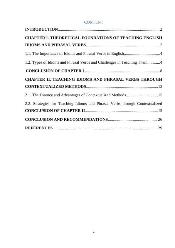 "Teaching English idioms and phrasal verbs through Contextualized Methods"