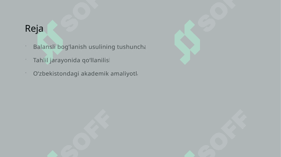 Balansli bogʻlanish usuli va uning tahlilda qoʻllanilishi 2