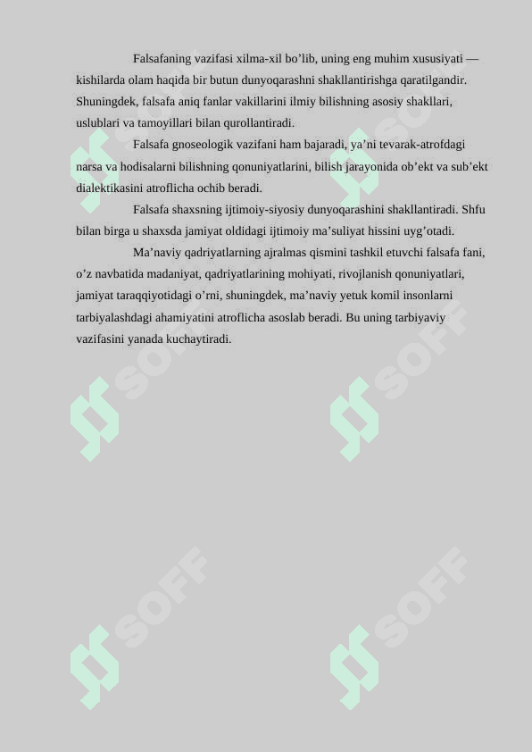 Falsafa fanining predmeti, mohiyati va vazifalari. 8
