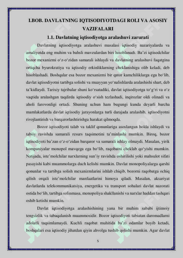 Davlatning iqtisodiy vazifalari 5
