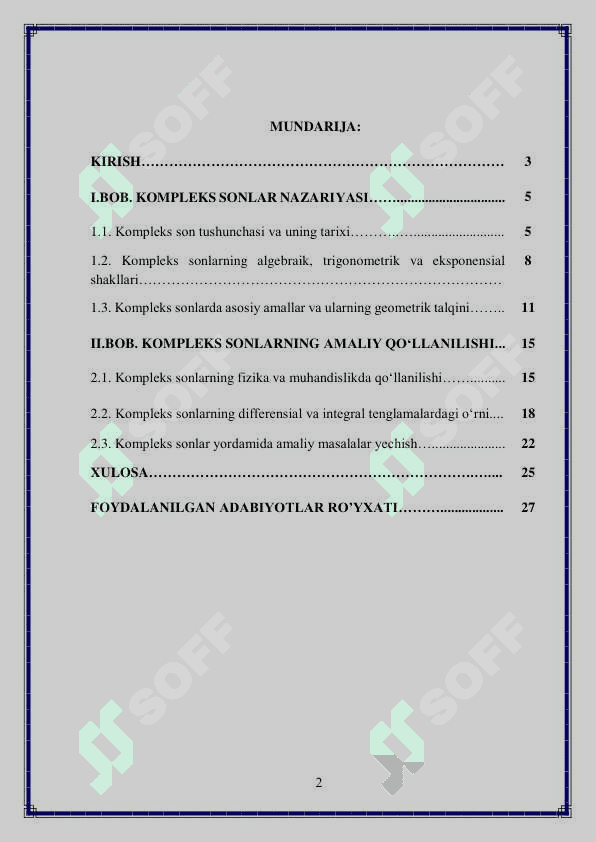 Kompleks sonlar 2
