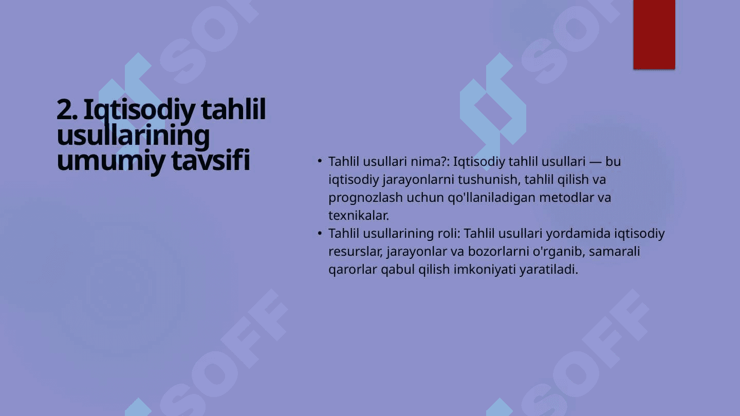 Iqtisodiy tahlilda qoʻllaniladigan usullarni guruhlarga ajratish 3