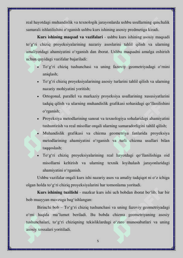 To‘g‘ri chiziq proyeksiyalari 5