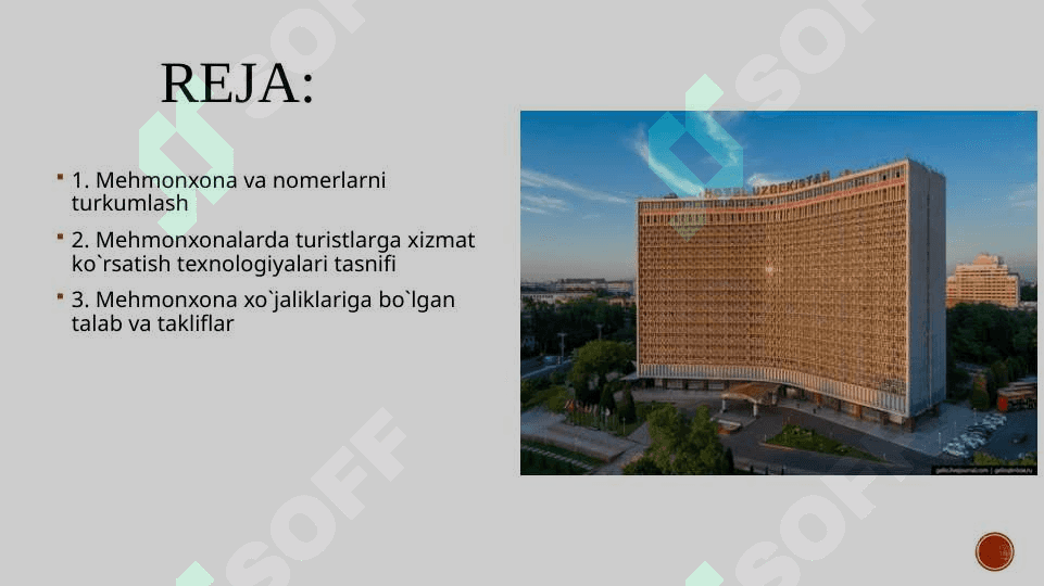 Mehmonxona xo`jaligi va mehmonxona xizmati 2