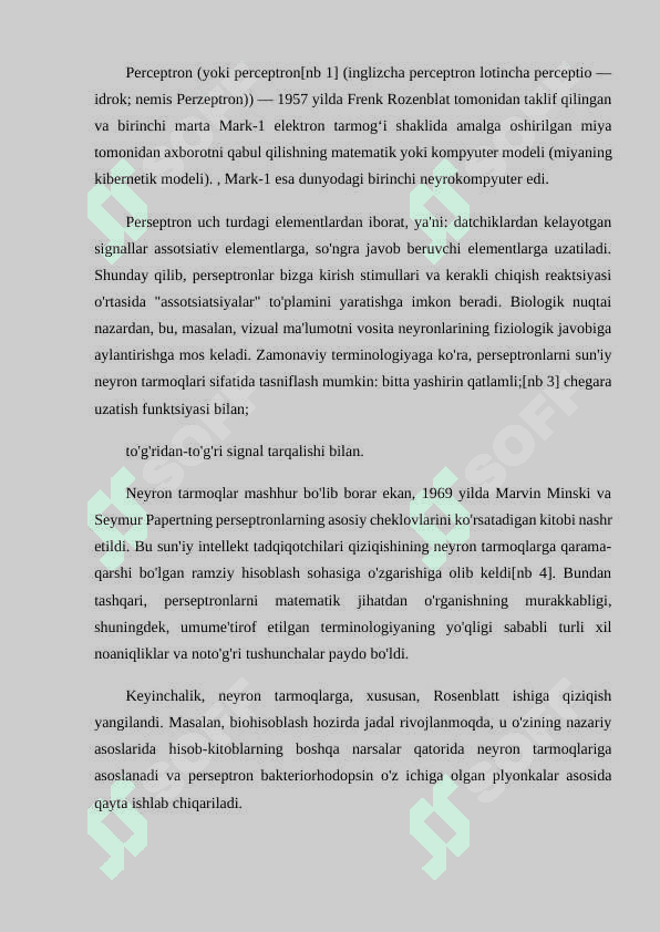 ENG SODDA PERSEPTRONLAR YORDAMIDA BASHORATLASH ALGORITMINI ISHLAB CHIQISH 3