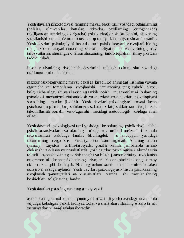 Yosh davrlari psixologiyasi  fanining tadqiqot sohasi va muammolari 2