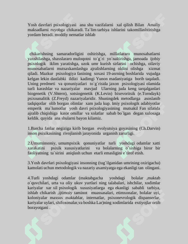 Yosh davrlari psixologiyasi  fanining tadqiqot sohasi va muammolari 3