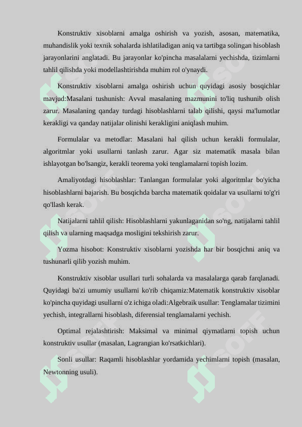 KONSTRUKTIV XISOBLARNI AMALGA OSHIRISH VA YOZISH 2