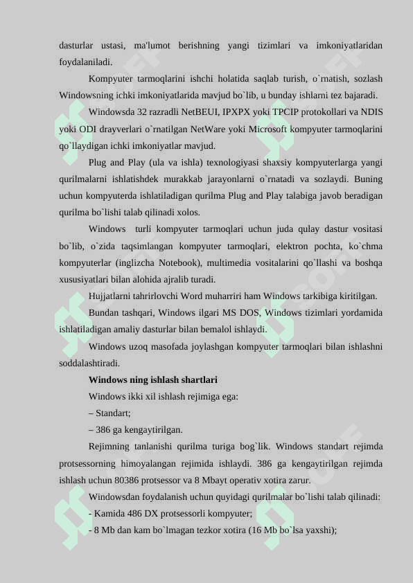 Microsoft windows, unix va linux operatsion tizimlari 5