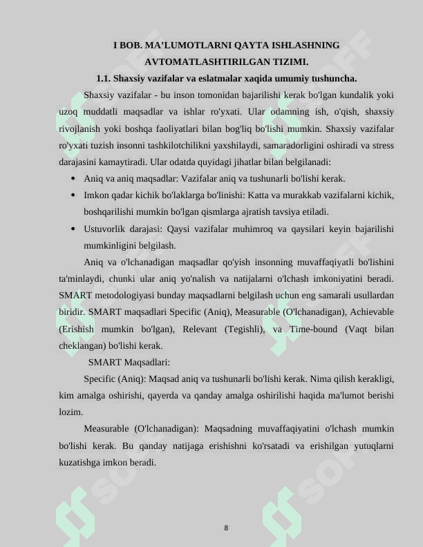 Shaxsiy vazifalar va eslatmalarni hisobga oluvchi dastur yaratish. 8